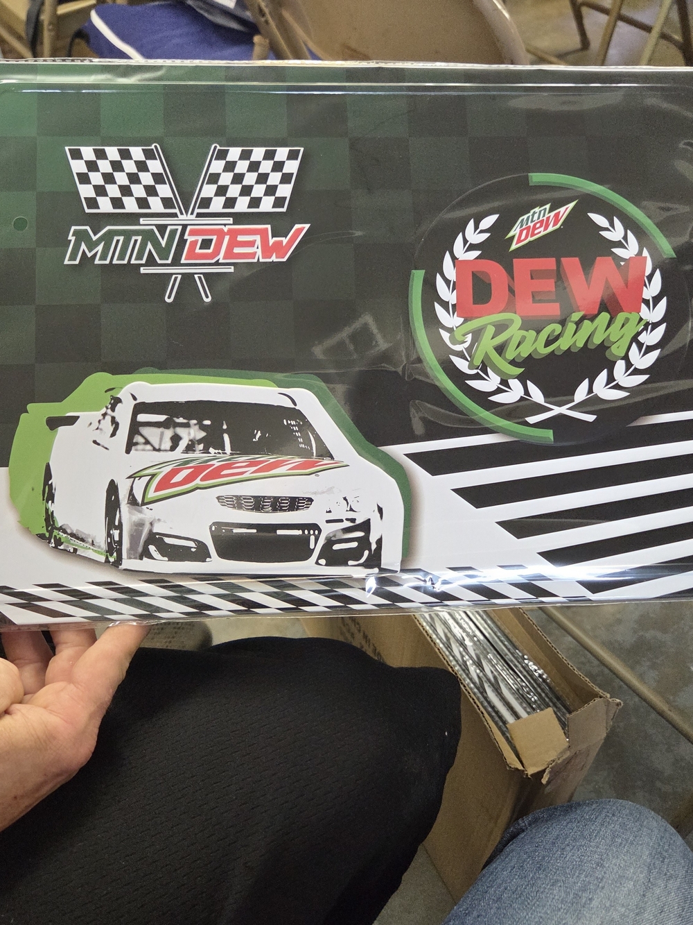 Mountain Dew Racing Race Car Tin Metal Sign NASCAR 12”x17”